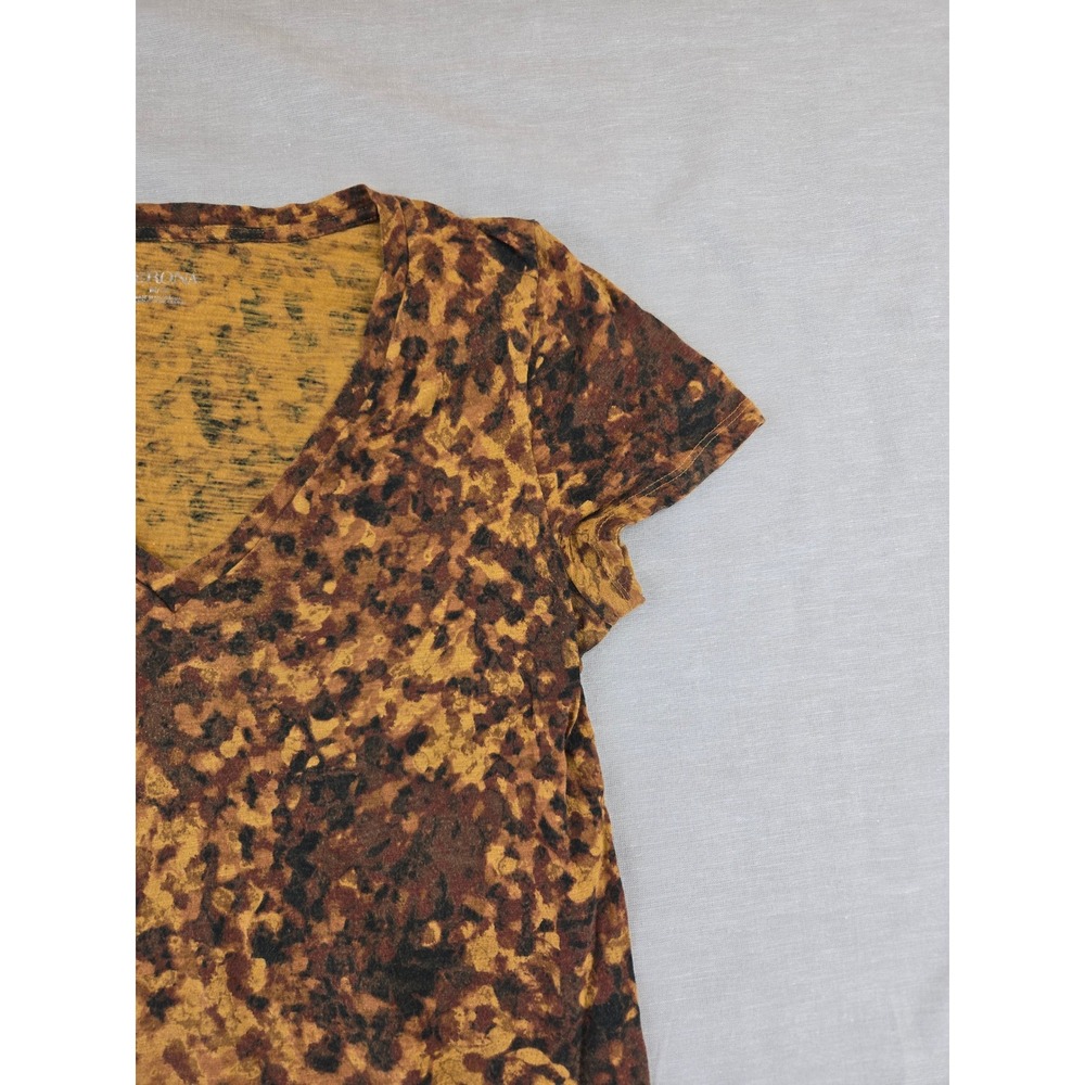 Merona Womens Leopard Animal Print V-Neck Short Sleeve Cotton T-Shirt Mustard M - Picture 6 of 10